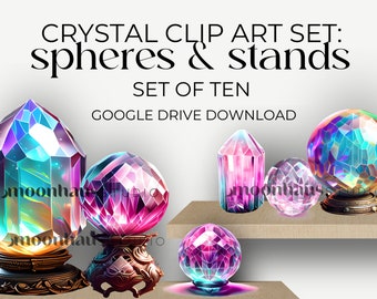 crystal clip art image set: 10 isolated images