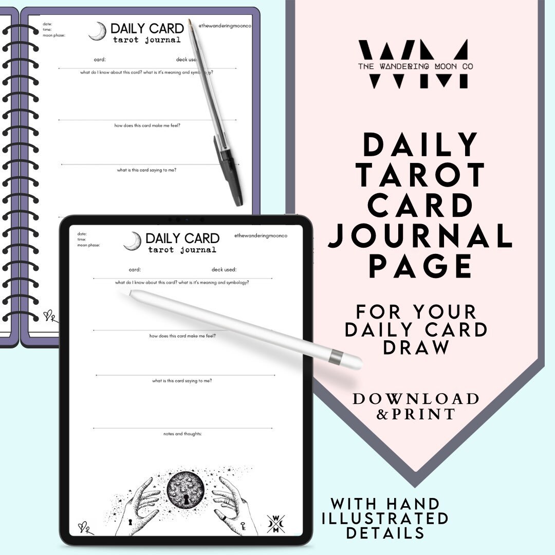 Tarot Journal Page Daily Draw PDF Download Card - Canada