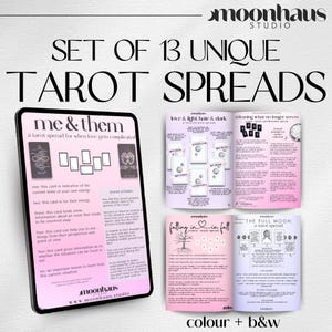 digital tarot spreads PDF: for tarot reading, tarot journal, workbook, tarot card reading, beginner tarot spread, printable, oracle reading