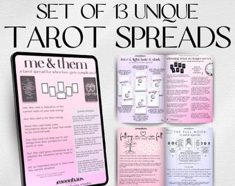 13 Unique Tarot Spreads: Love, Career, Self-Care, Journal Pages and Prompts (PDF Printable Digital)
