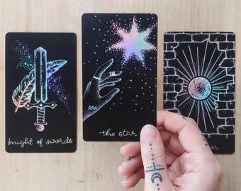 Tarot Cards Deck: Holographic and Iridescent Black Cards | Indie, Feminine, and Spiritual