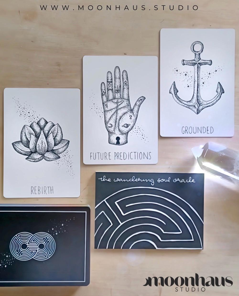 Handmade Black and White Oracle Cards: Intuitive Guidance Deck - Etsy 日本