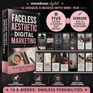 Faceless Digital Marketing Course Bundle: Canva Templates, eBooks (MRR PLR)