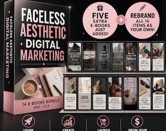 Faceless Digital Marketing Course Bundle: Canva Templates, eBooks (MRR PLR)