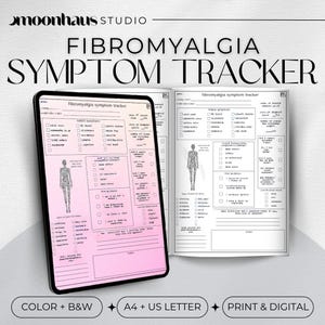 fibromyalgia chronic pain & chronic illness symptom tracker journal page, download print PDF fibro disability auto immune digital