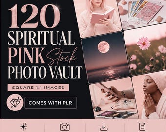Pink Spiritual Stock Images Canva, PLR Digital Products, Content Creator, Pinterest Templates & Faceless Marketing