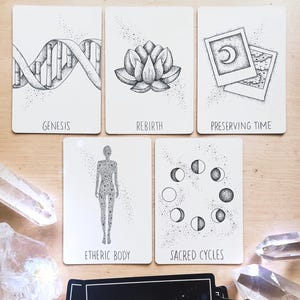 indie oracle cards deck: black and white, handmade, intuitive guidance cards for readings | unique, indie tarot deck | Wandering Soul Oracle