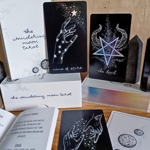 Black Tarot Deck: Midnight Sky Indie Tarot Unique, Cute, Moon Deck with Aesthetic Black Tarot Cards & Guidebook with meaning