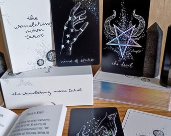 Black Tarot Deck: Midnight Sky Indie Tarot Unique, Cute, Moon Deck with Aesthetic Black Tarot Cards & Guidebook with meaning