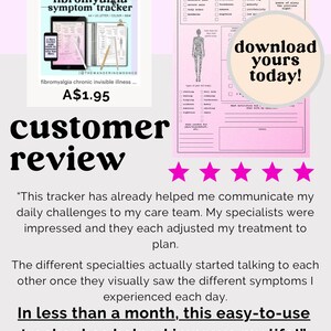 Fibromyalgia Symptom Tracker Journal Page, Chronic Pain and Illness (Digital Download) image 3