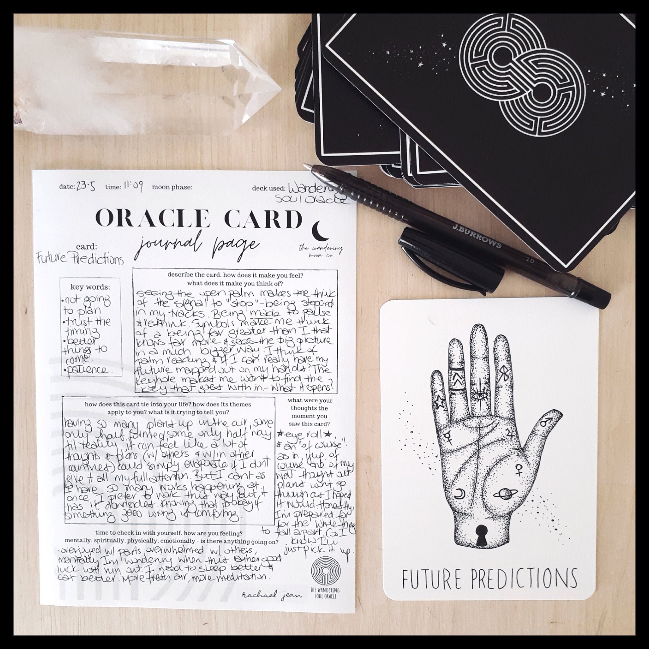 oracle card daily journal page