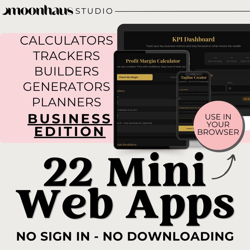 22 mini web apps t use in your browser. calculators, trackers, generators, planners, builders, and more. easy use, no sign in, no download, no passwords, no tech knowledge needed. download them now