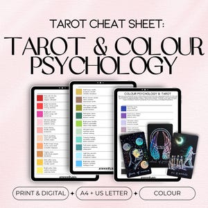 Hoja de trucos de tarot: psicología del color y cartas del tarot / Inserciones de páginas del Libro de las Sombras / Diario de tarot / PDF digital e imprimible