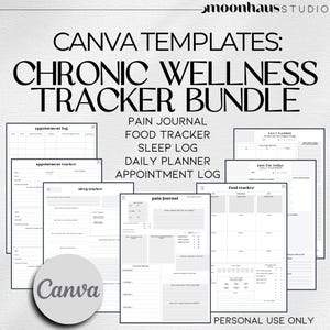 chronic pain & illness symptom tracker template bundle | digital canva download | personal use | fibromyalgia POTS