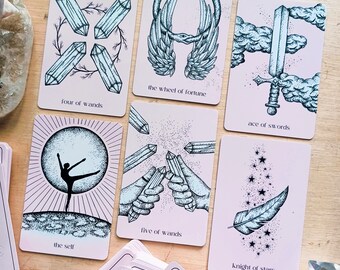 mini tarot deck: cosmic pink - pocket tarot cards, guidebook, box, foil edges, unique & cute, limited edition, beginner