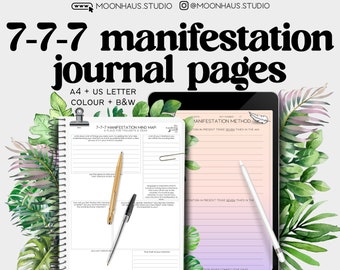 777 manifestation method journal page || print download manifesting, law of attraction