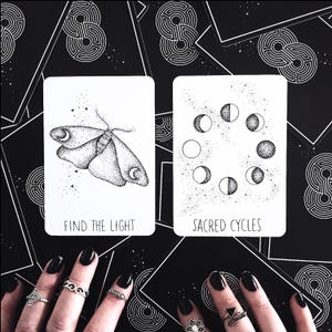 Black and White Oracle Cards, Hand Drawn: Intuitive Guidance Indie Deck, Guidebook