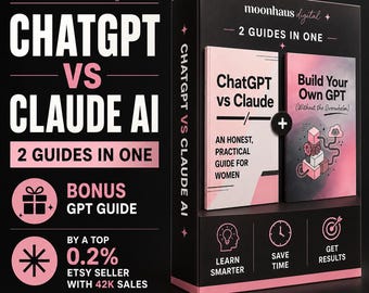 Claude vs ChatGPT Ebook | AI Guide for Beginners | Digital Product | Side Hustle | Instant Download