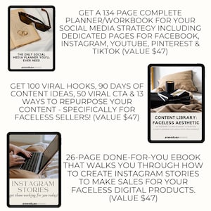 three of the e-booklets that are available for PLR and MRR in this faceless marketing booklet bundle