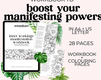 manifestation journal & workbook: how to improve your manifesting, colouring pages, digital printable, PDF,