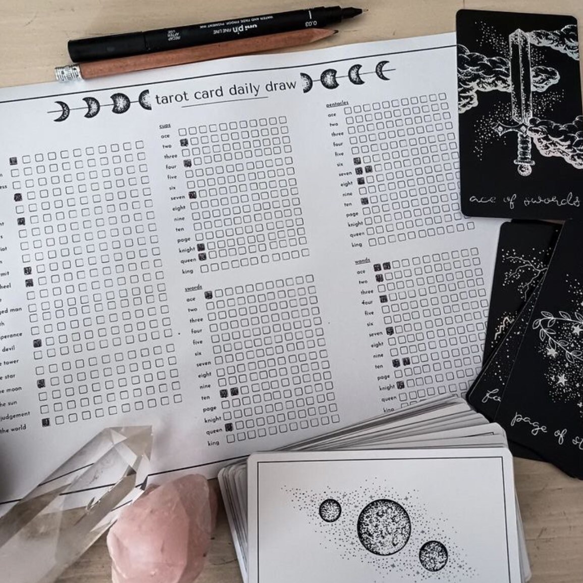 Tarot Card Daily Draw Record Check List Journal Page Etsy Canada