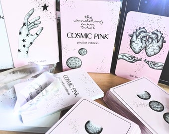 mini tarot deck: cosmic pink - pocket tarot cards, guidebook, box, foil edges, unique & cute, limited edition, beginner