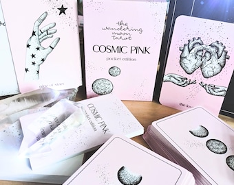 mini tarot deck: cosmic pink - pocket tarot cards, guidebook, box, foil edges, unique & cute, limited edition, beginner