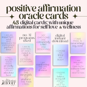 digital affirmation cards, 45 printable cards, digital download, self care, chronic pain & illness