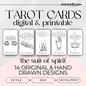 autocollants de tarot imprimables, modèles de cartes numériques pour la tenue d'un journal, art png de sorcière, collection dessinée à la main,