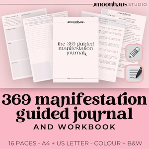 369 Manifestation Method Guided Journal | Printable Digital Manifesting Workbook | Affirmations, Vision Board