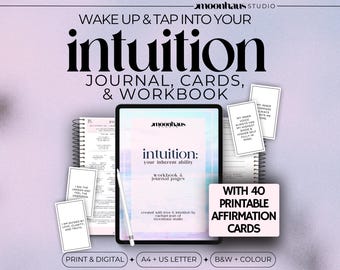 Intuition Awakening Journal E-book with Prompts and Affirmation Cards | Digital & Printable