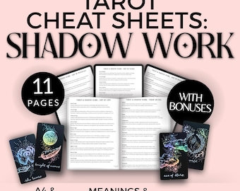 Shadow Work Tarot Cheat Sheet – Printable Card Meanings (Digital Download)