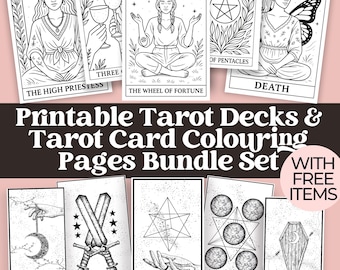 Printable Tarot Deck & Colouring Pages Bundle | DIY Divination Card Craft Kit