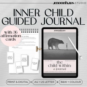 inner child journal: trauma healing, shadow work, guided workbook with digital affirmation cards, therapy tools