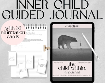 Inner Child Guided Journal: Trauma Healing, Shadow Work, with Affirmation Cards (Digital Printable)