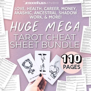 110-Page Tarot Cheat Sheet Bundle: Card Meaning, Love, Career Shadow Work (PDF)