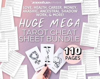 110-Page Tarot Cheat Sheet Bundle: Card Meaning, Love, Career Shadow Work (PDF)