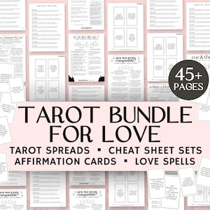 Mega bundle di tarocchi stampabili sull'amore e la fiamma gemella: stesure di tarocchi, foglietto riassuntivo della fiamma gemella, incantesimi d'amore, carte di affermazione