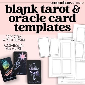 Blank Tarot Card Template Printable PDF | Oracle Affirmation Divination Deck Pages