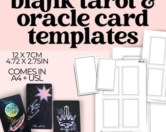 Blank Tarot Card Template Printable PDF | Oracle Affirmation Divination Deck Pages
