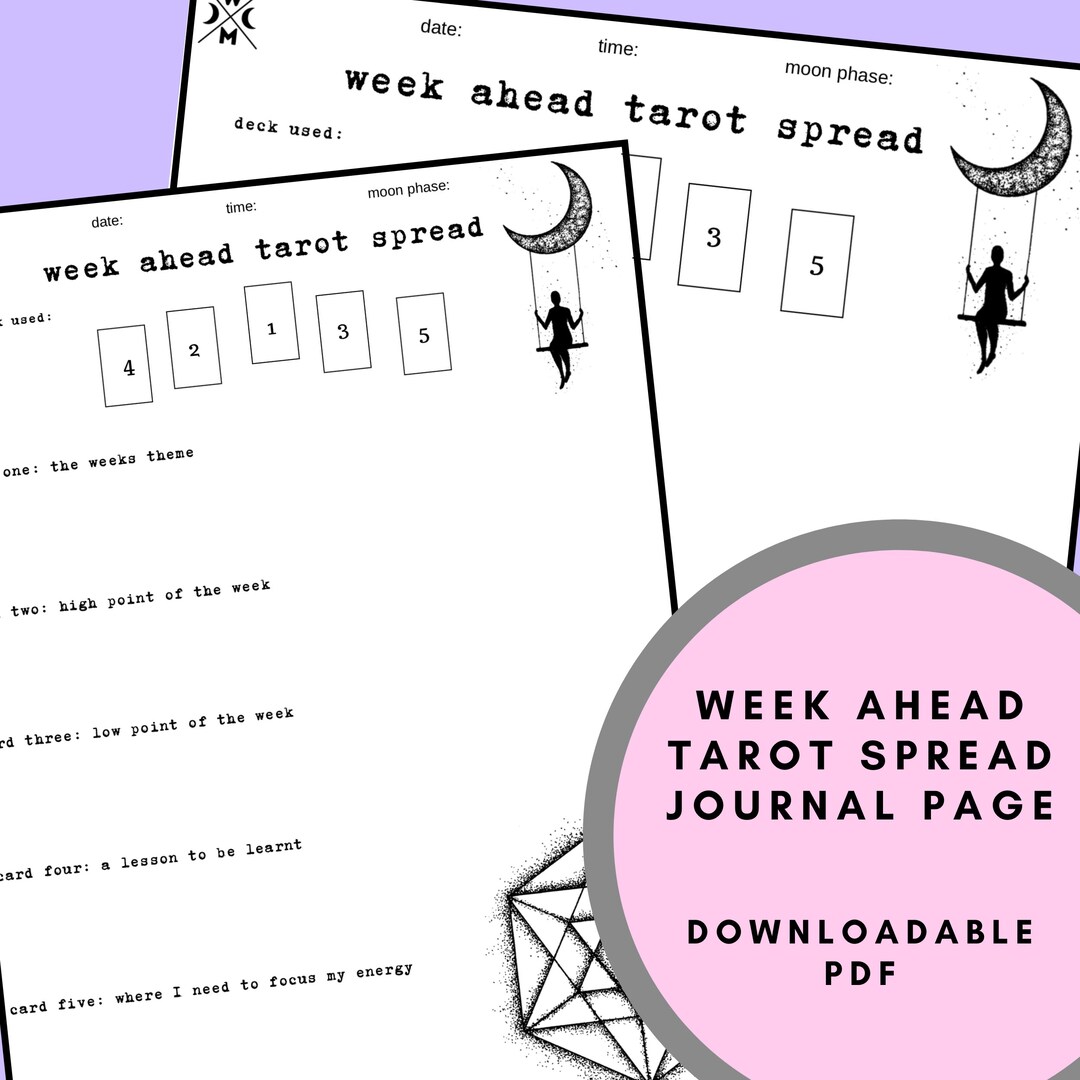 Week Ahead Tarot Spread With Journal Section Print Download Etsy