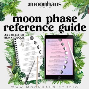 reference guide: the moon phases | cheat sheet, digital PDF, BOS, grimoire, lunar chart