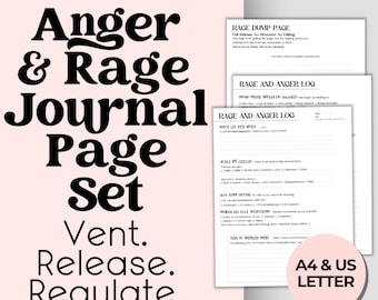 Printable Anger & Rage Venting Journal Pages, Emotional Regulation PDF Workbook for Adults