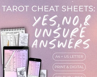 Tarot Cheat Sheet: Yes No Answers, Major & Minor Arcana (Printable PDF)