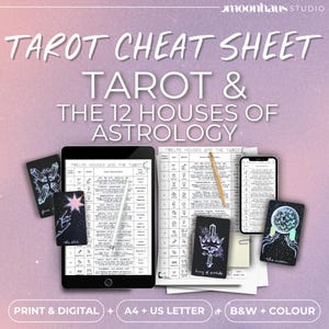 Tarot Astrologie Spickzettel: 12 Häuser, Kartenbedeutungen und Schlüsselwörter (Digital Printable)