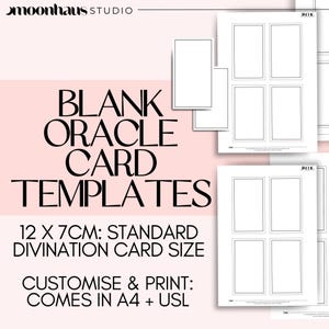 leere digitale benutzerdefinierte Tarot-Vorlagen Papier: digitales Orakel, SVG - druckbares PDF