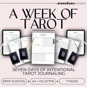 tarot reading journal: digital, printable, 7 pages divination journal download, book of shadows, grimoire.
