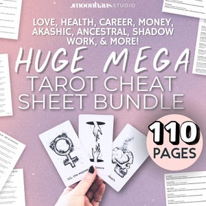 Huge Tarot Cheat Sheet Bundle – 110 Pages | Tarot Card Meanings & Spreads | Tarot Keywords, Book of Shadows, Grimoire, Tarot Workbook PDF