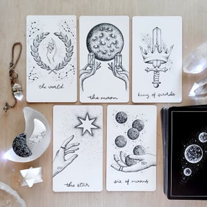 Tarot Card Deck: Unique Indie, Wandering Moon Tarot Deck with Guidebook | Cute Oracle, Handmade Set