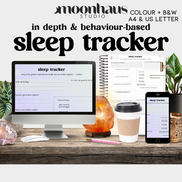 sleep tracker: printable digital sleep log | chronic pain and illness journal page | sleep habit diary |